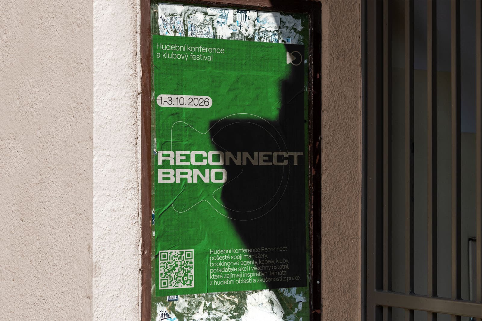 RECONNECT poster mockups displayed in public space.